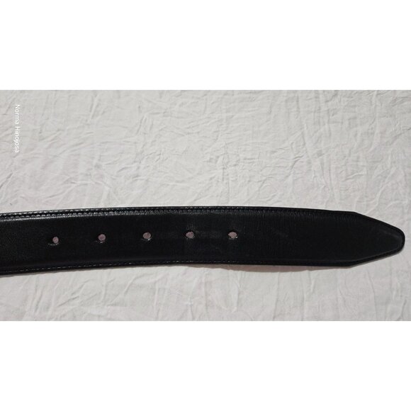 Allen Edmonds Black Leather Mens Belt With Silver Buckle - Picture 4 of 8